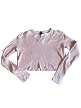 Wild Fable Womens Waffle Knit Cropped Thermal Shirt-Pink-Size M-GUC